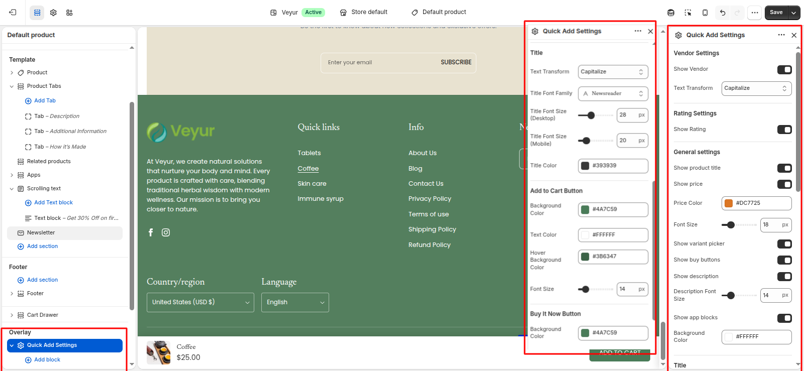 Quick Add Settings Screenshot